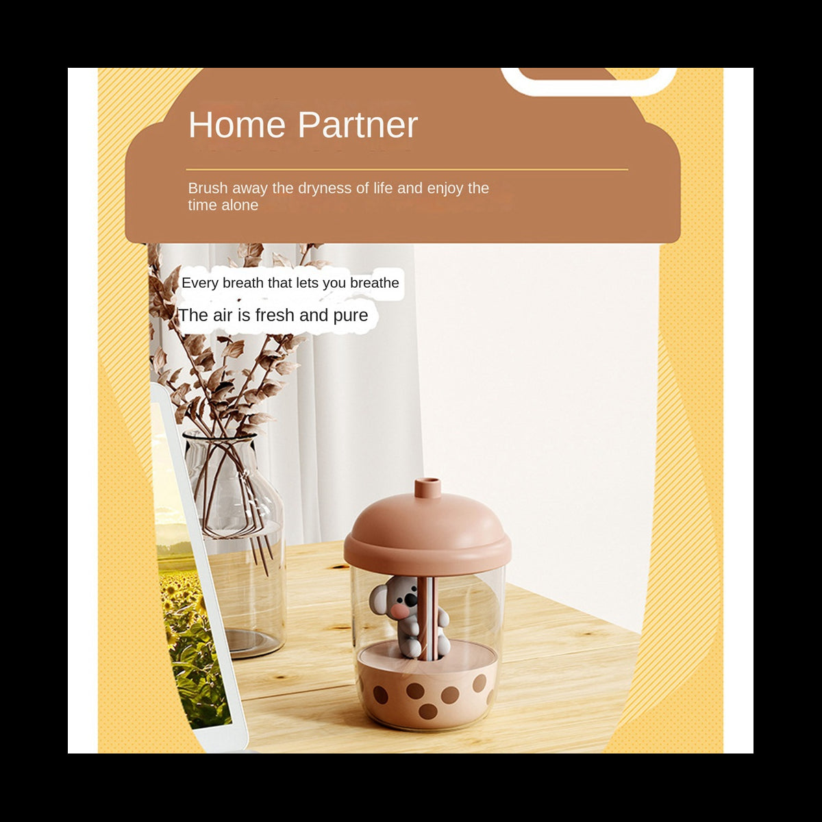 450Ml Portable Koala Milk Tea Cup Air Purification humidifier