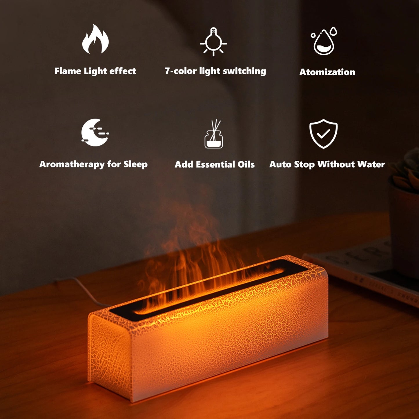 Vissko 7 Colorful Flame Diffuser 150ml USB Air Humidifier