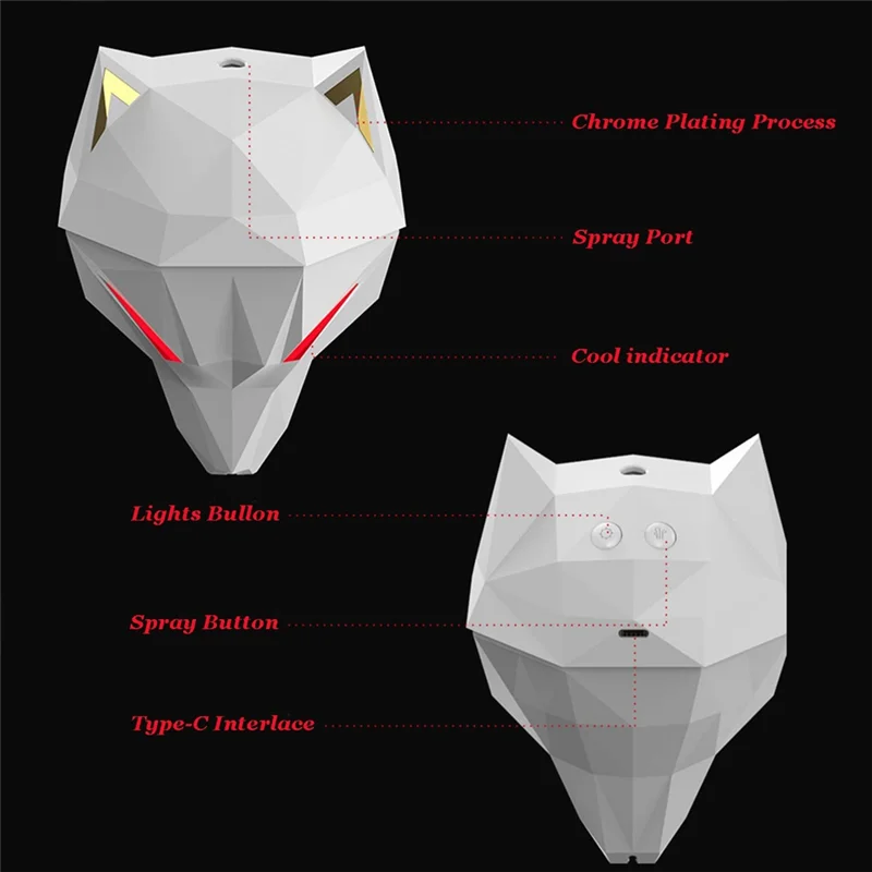 Wolf Shaped Humidifier 650Ml Ultrasonic Atomizing Humidifier