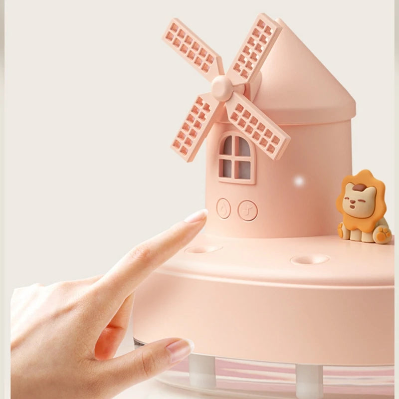 Windmill Humidifier Mini Desktop Cute Pet Humidifier Cool Mist Humidifier With Music Box And Night Light