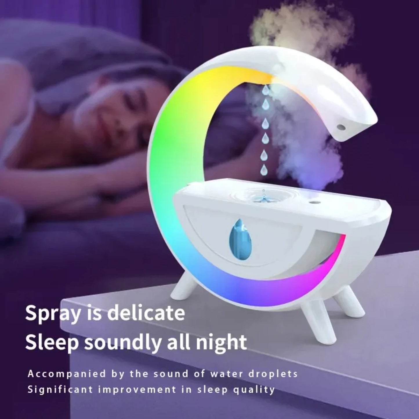 Innovative Anti-Gravity 350ml RGB Night Light Air Humidifier with Water Droplet Sprayer