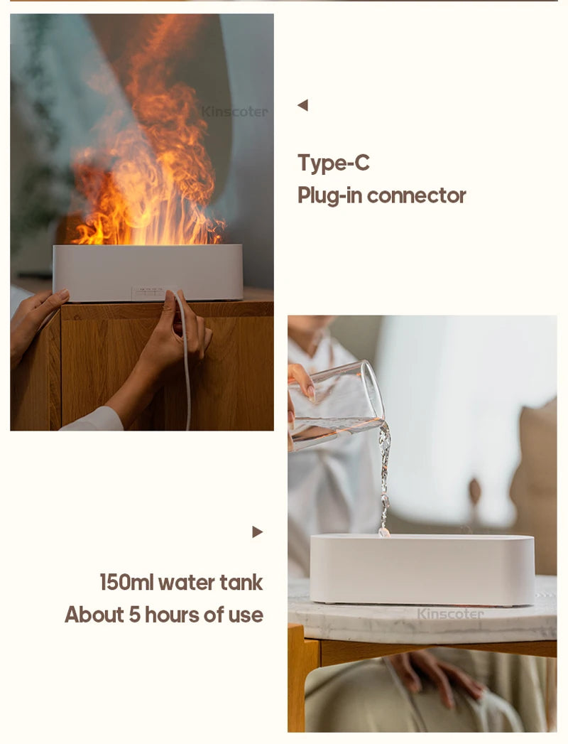 KINSCOTER Essential Oil Aroma Diffuser Flame Air Humidifier