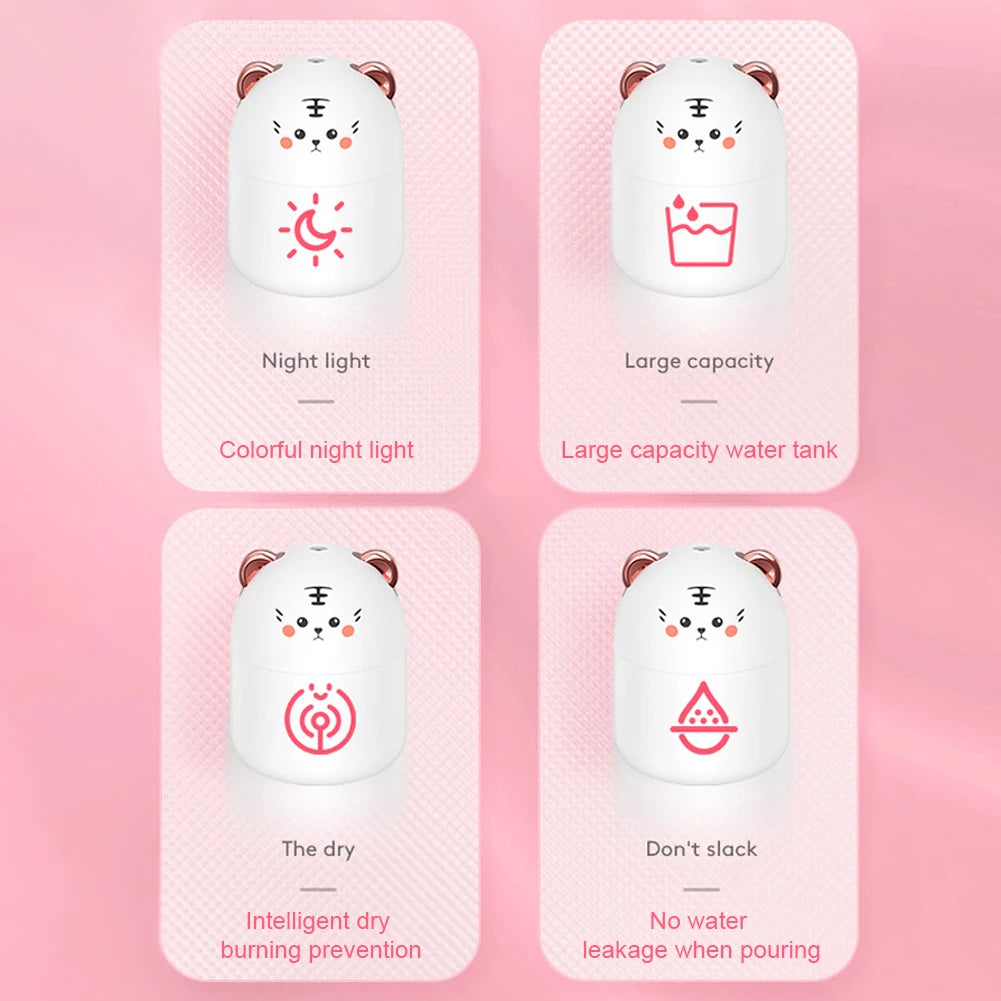 Desktop Humidifier With Colorful Ambient Light 250ml Capacity Aroma Diffuser