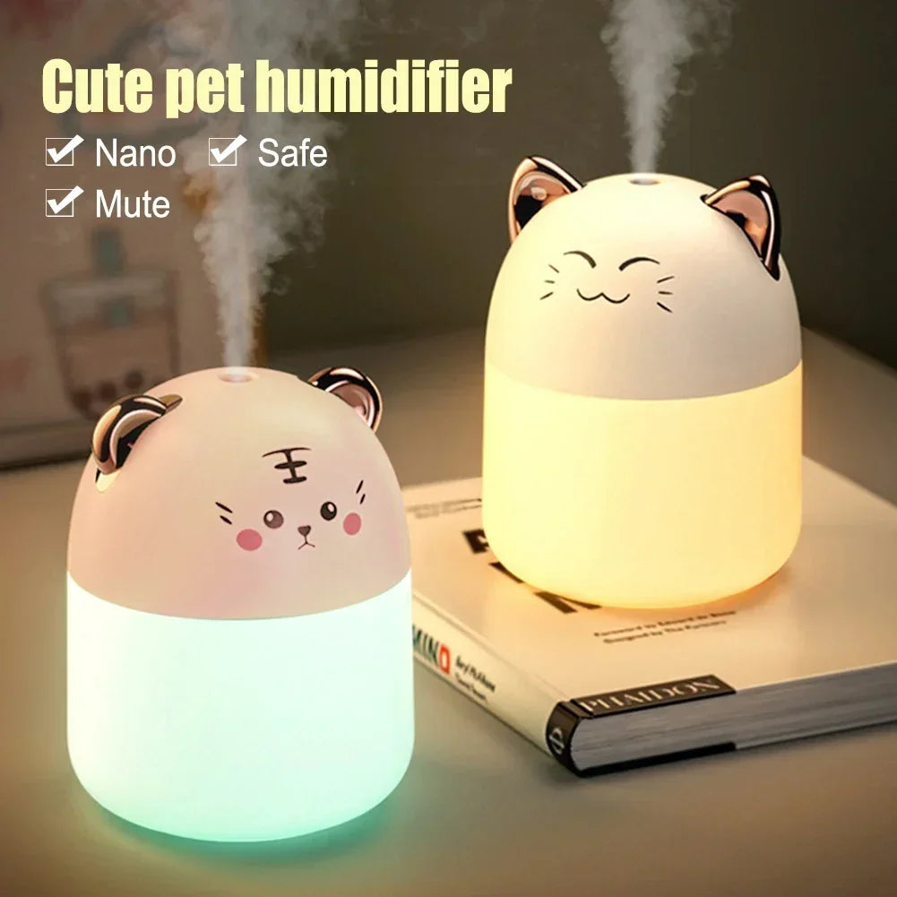 Desktop Humidifier With Colorful Ambient Light 250ml Capacity Aroma Diffuser