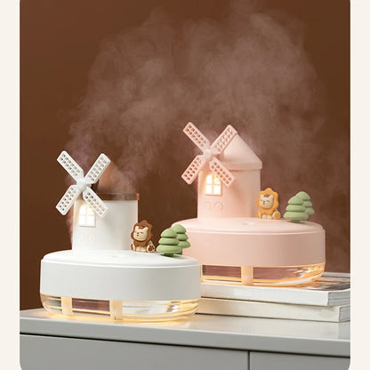 Windmill Humidifier Mini Desktop Cute Pet Humidifier Cool Mist Humidifier With Music Box And Night Light