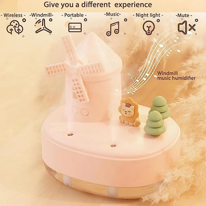 Windmill Humidifier Mini Desktop Cute Pet Humidifier Cool Mist Humidifier With Music Box And Night Light